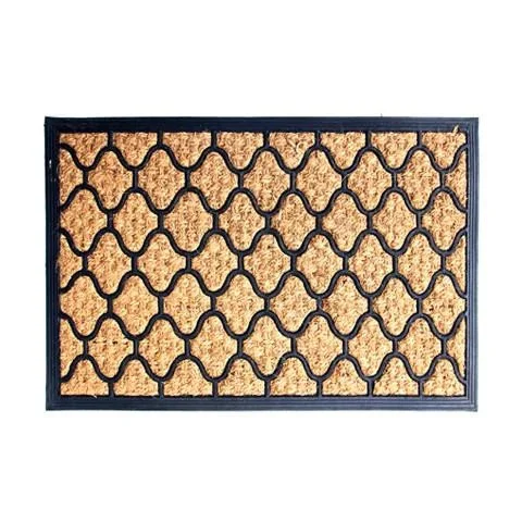 Rubber Coir Door Mats – 30" x 18", Beige & Black Size ( 45X75 cm )